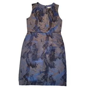 NWT LOFT Sleeveless Jacquard Abstract Sheath Dress in Slate Gray SZ 6